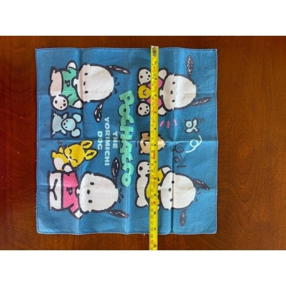Vintage Sanrio Pochacco The Yorimichi Dog Blue Handkerchief Cotton‎ 11.5
